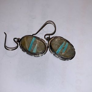 Sterling, silver, and stone earrings